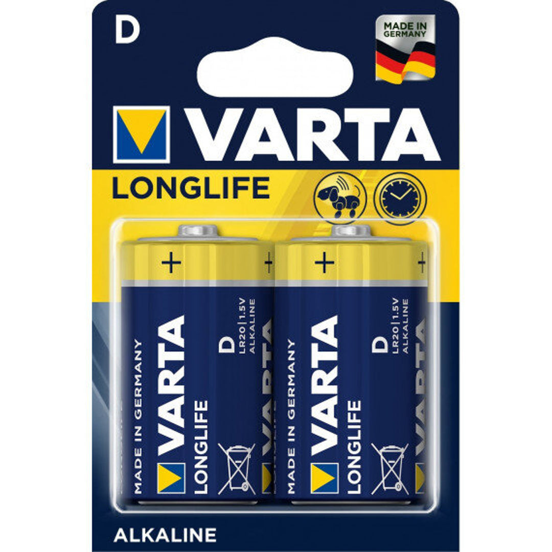 2x Varta Longlife D / LR20 1,5V Alkalibatterien Blister