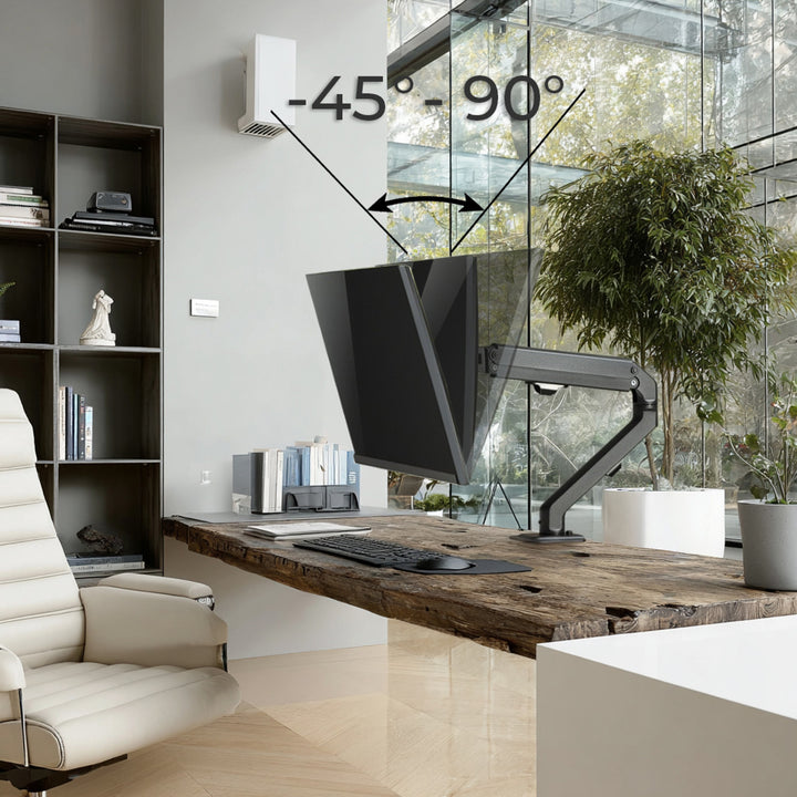 1-Fach Monitorhalterung mit Gasfeder 17"-27"Tischhalterung Monitorarm Schwenkbar Neigbar Drehbar VESA 75x75 100x100 2-7kg