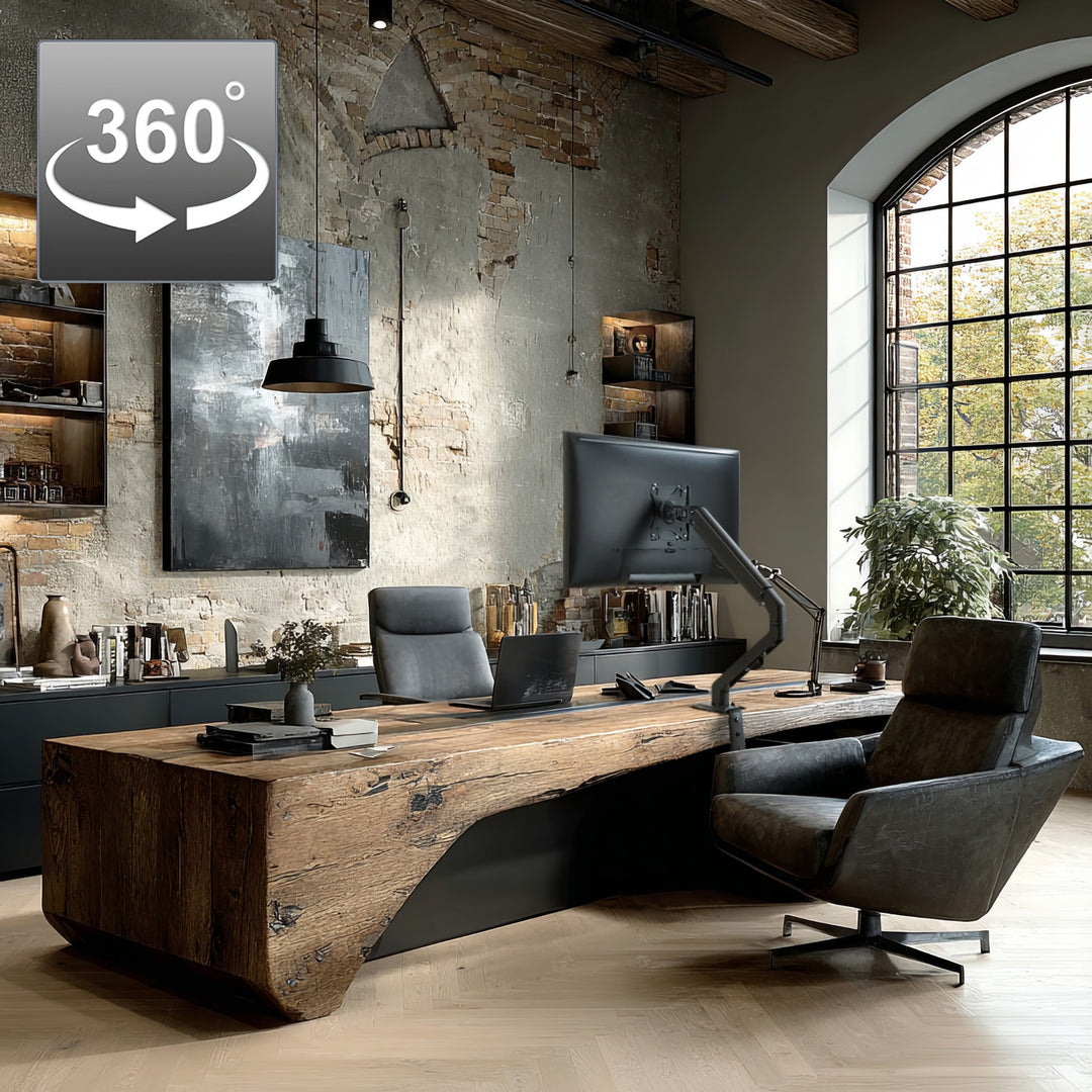 1-Fach Monitorhalterung mit Gasfeder 17"-27"Tischhalterung Monitorarm Schwenkbar Neigbar Drehbar VESA 75x75 100x100 2-7kg