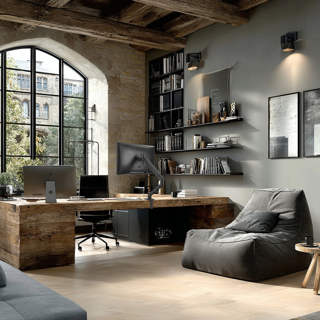 1-Fach Monitorhalterung mit Gasfeder 17"-27"Tischhalterung Monitorarm Schwenkbar Neigbar Drehbar VESA 75x75 100x100 2-7kg