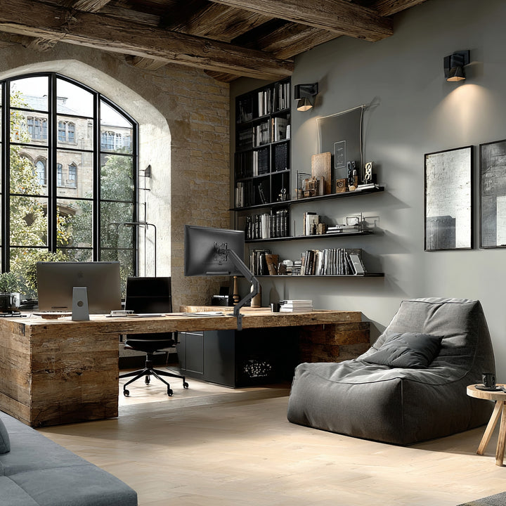 1-Fach Monitorhalterung mit Gasfeder 17"-27"Tischhalterung Monitorarm Schwenkbar Neigbar Drehbar VESA 75x75 100x100 2-7kg