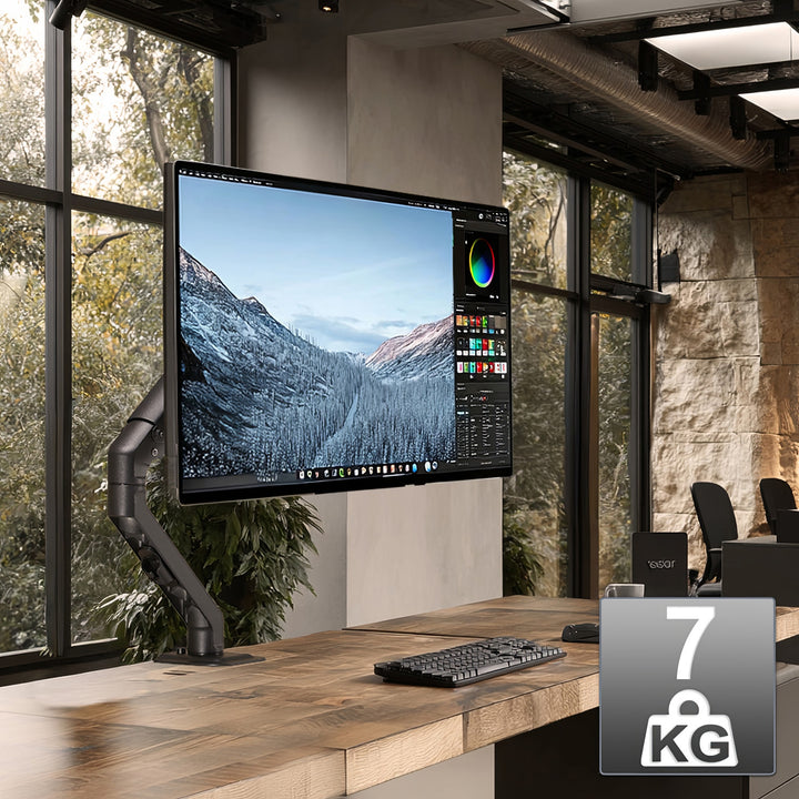 1-Fach Monitorhalterung mit Gasfeder 17"-27"Tischhalterung Monitorarm Schwenkbar Neigbar Drehbar VESA 75x75 100x100 2-7kg