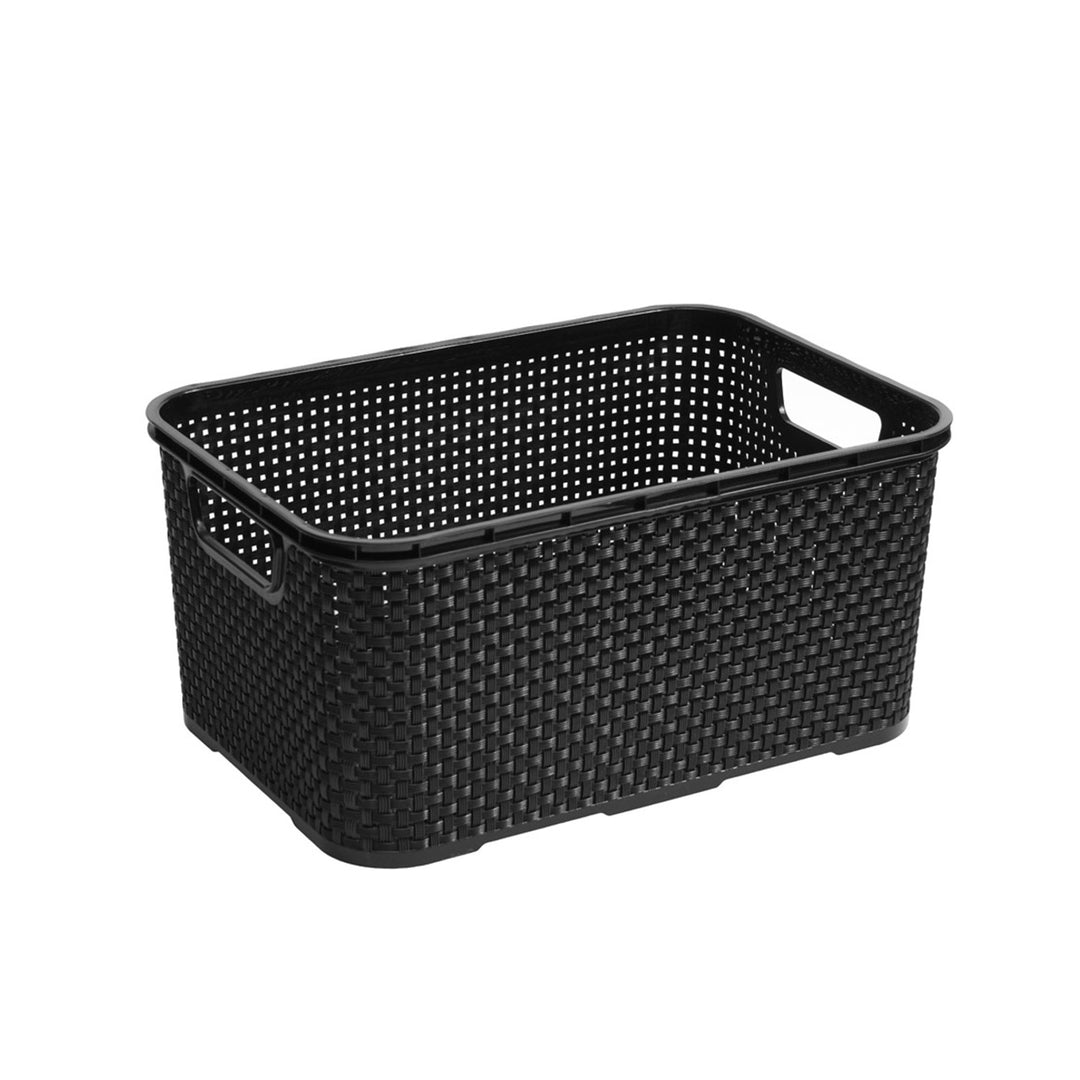 BranQ Rattan Aufbewahrungskorb 10L grau mit Griffen