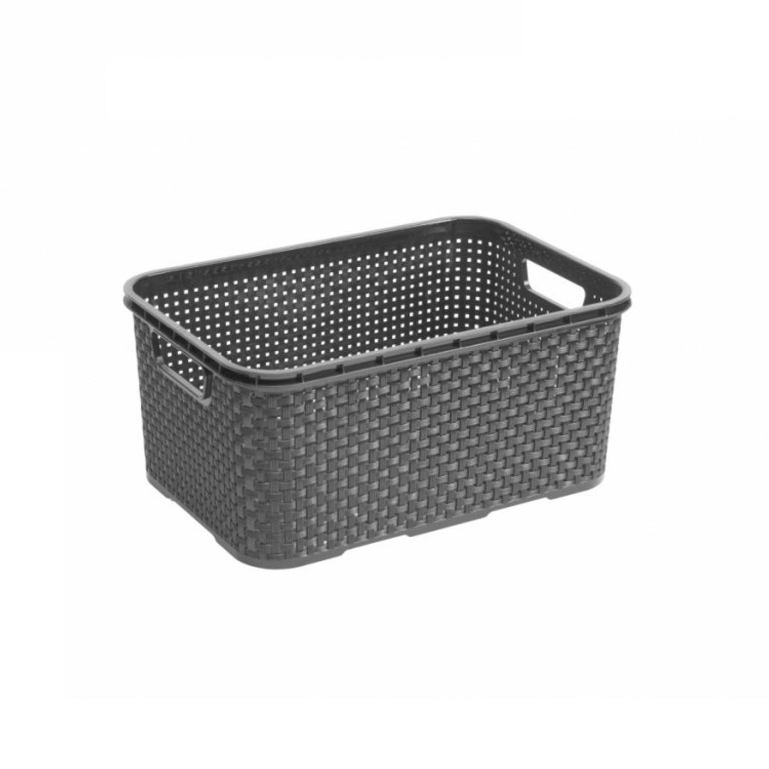 BranQ Rattan 7L Aufbewahrungskorb grau mit Griffen