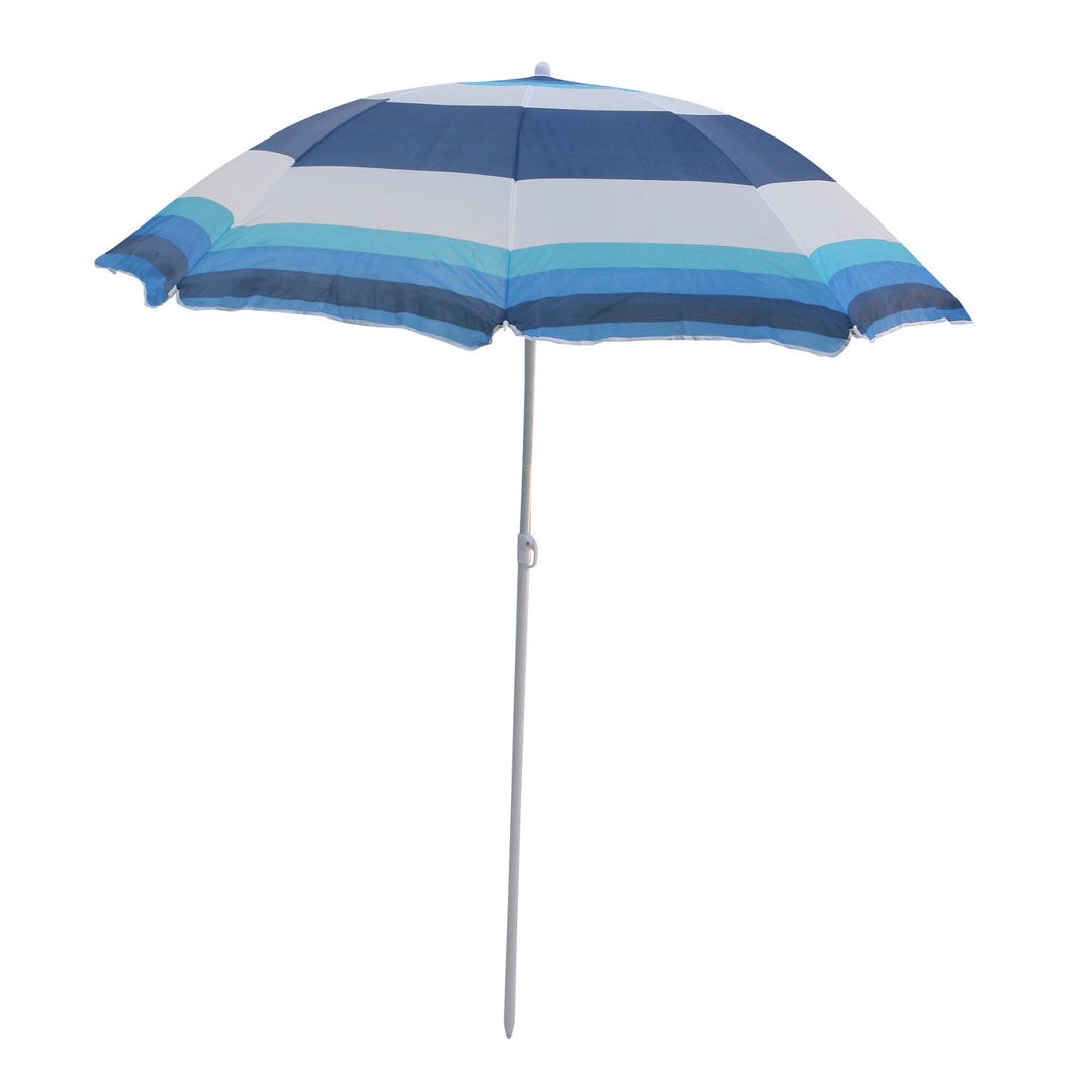 Master Grill&Party Gartenschirm, 180 cm Durchmesser, Weiße, blaue und marineblaue Streifen, JKB04