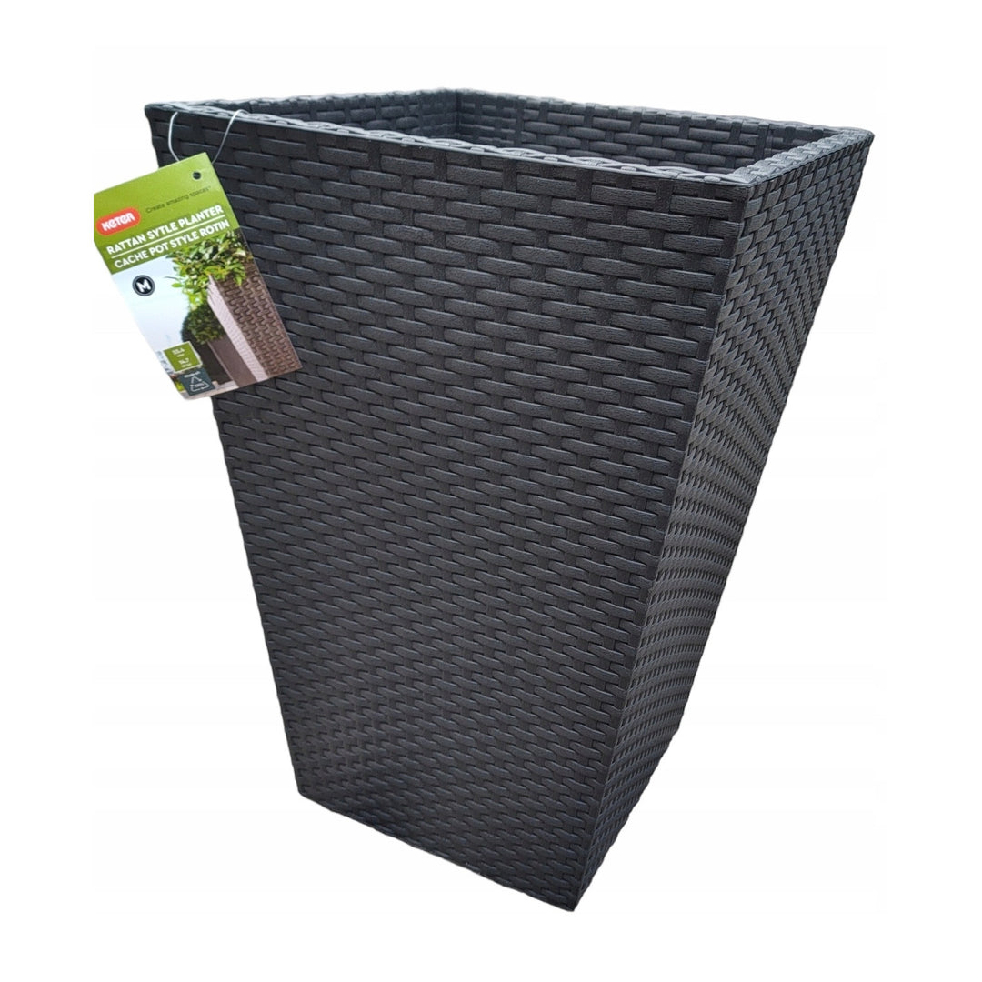 Keter Blumentopf, rechteckig, Höhe 57 cm, anthrazit, Rattan Pflanzgefäß M