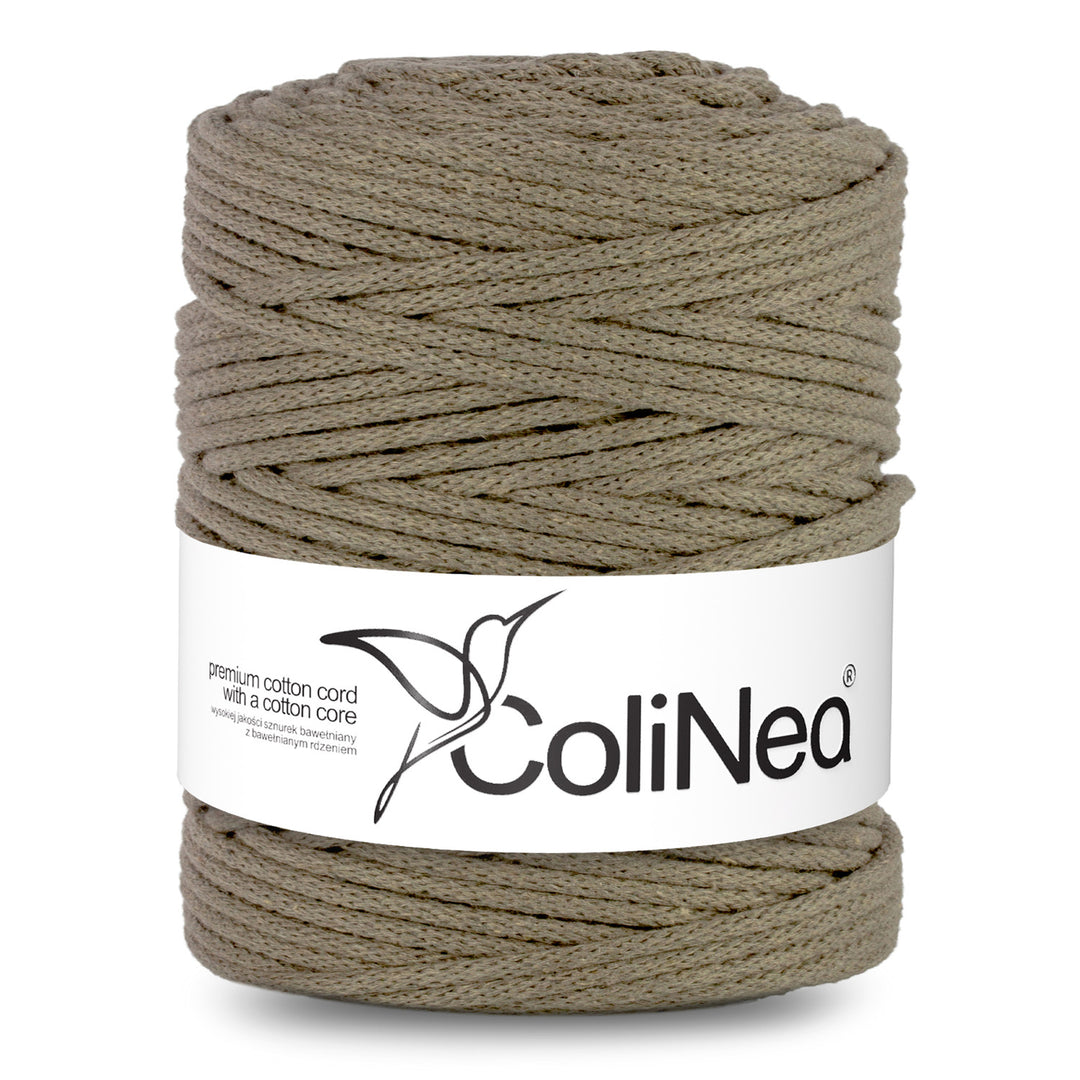 ColiNea, Baumwollkordel mit Baumwollkern, geflochten, 5mm, 200m, dunkelbeige