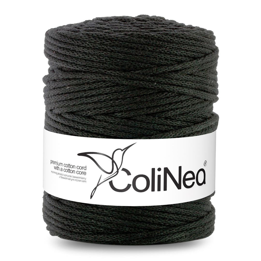 ColiNea, Baumwollkordel mit Baumwollkern, geflochten, 5mm, 200m, schwarz