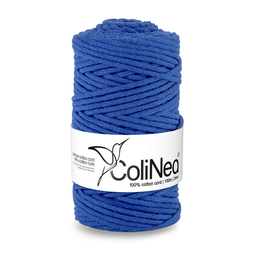 ColiNea, Baumwollkordel mit Baumwollkern, geflochten, 3mm, 100m, dunkelblau