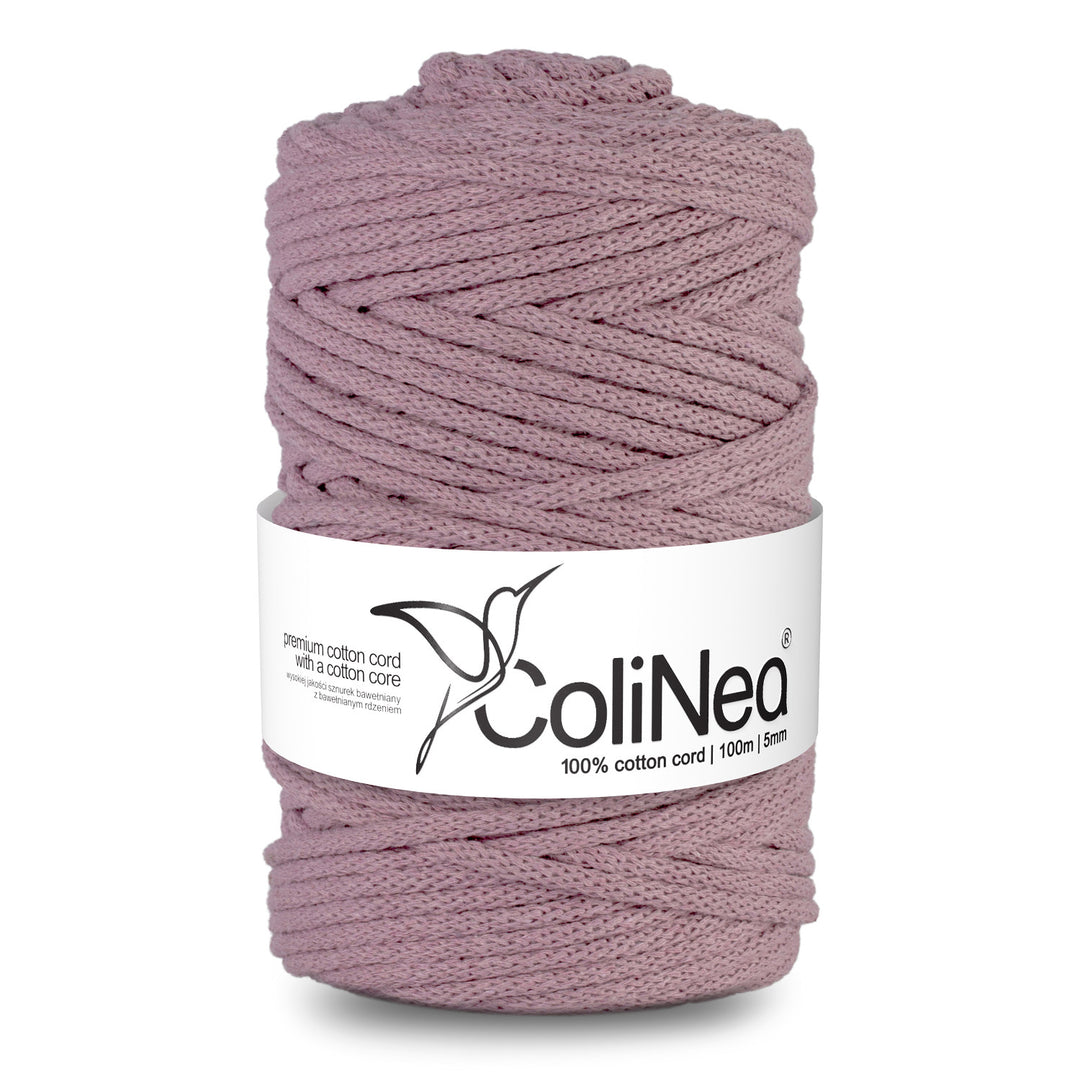 ColiNea, Baumwollkordel mit Baumwollkern, geflochten, 5mm, 100m, schmutzig rosa
