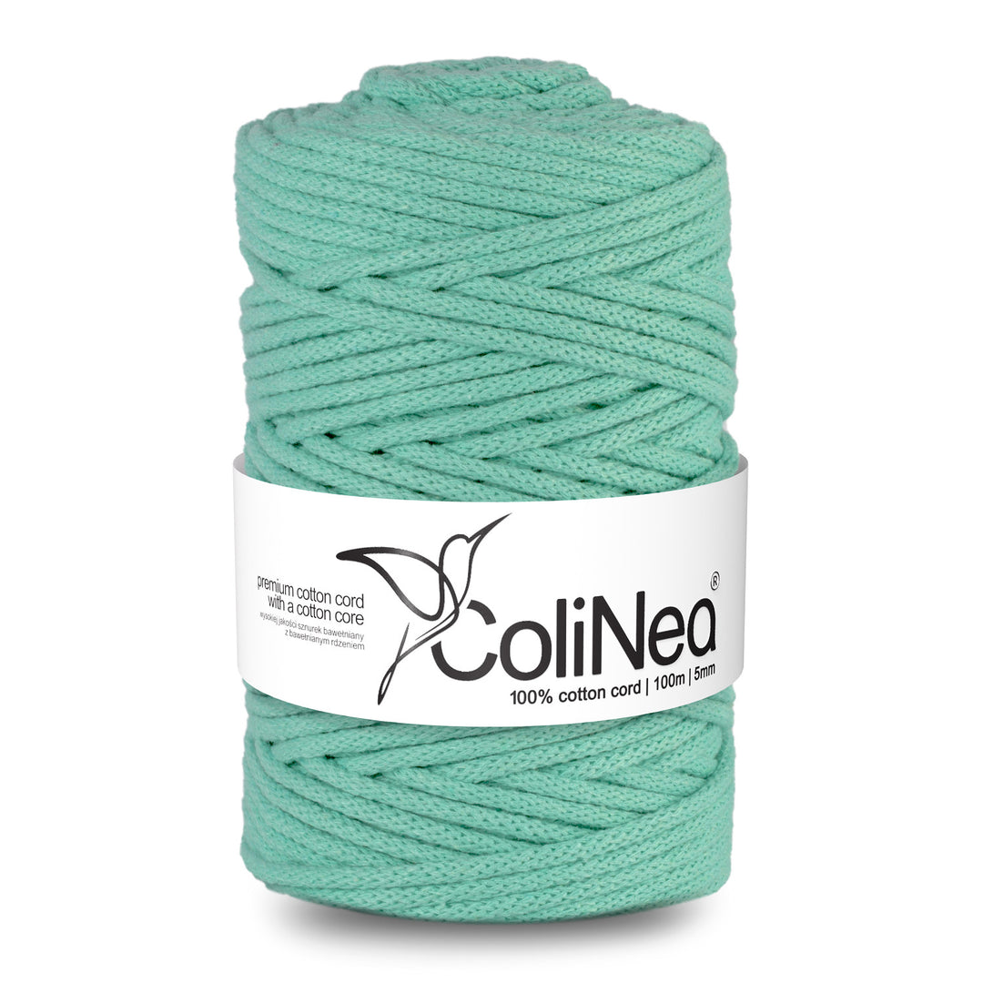 ColiNea, Baumwollkordel mit Baumwollkern, geflochten, 5mm, 100m, Seladon