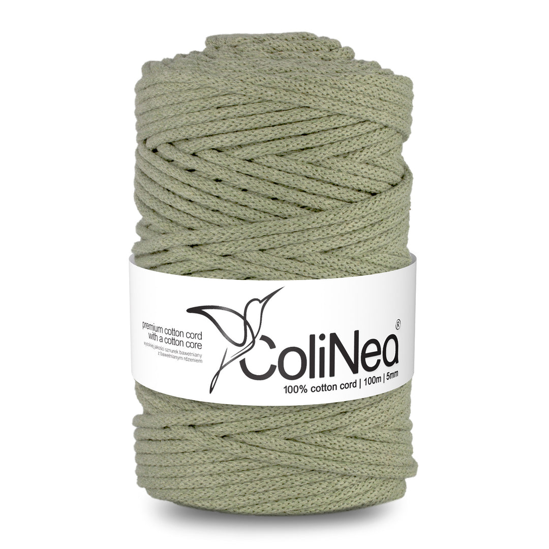 ColiNea, Baumwollkordel mit Baumwollkern, geflochten, 5mm, 100m, olivgrün