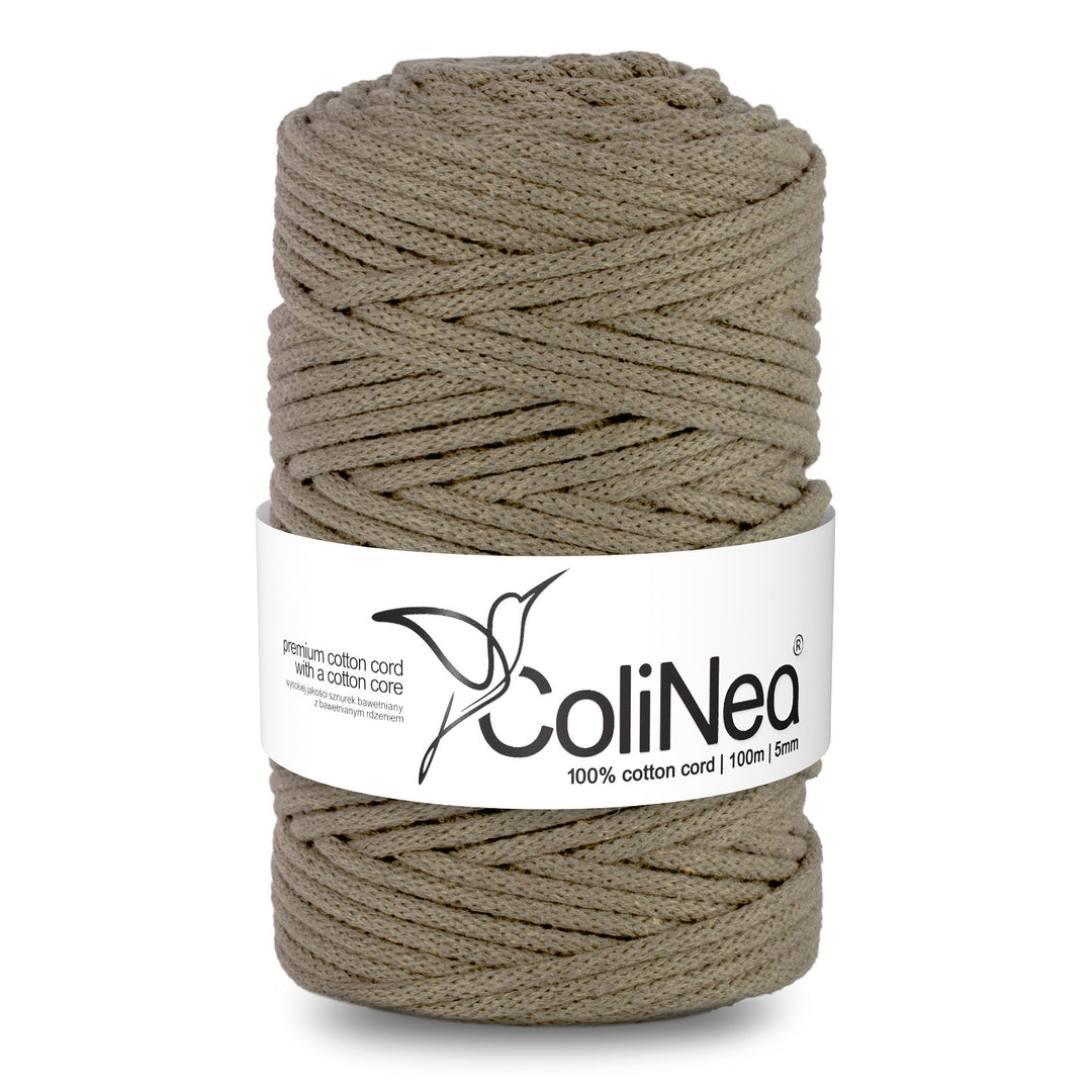 ColiNea, Baumwollkordel mit Baumwollkern, geflochten, 5mm, 100m, dunkelbeige