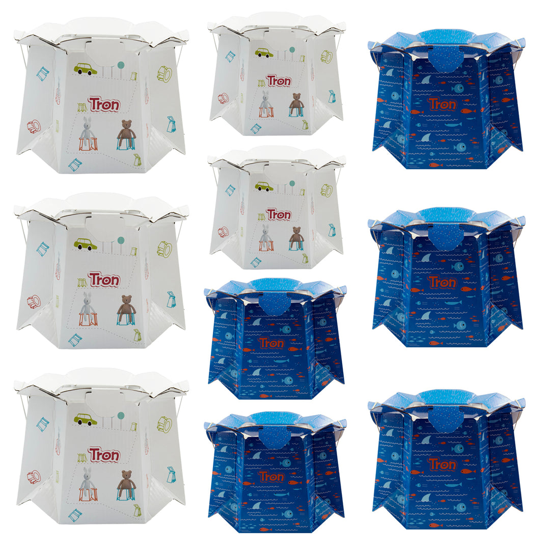 Tron Einweg-Babytöpfchen, Fisch und Teddy/Hase, bis 30 kg, 10er-Set