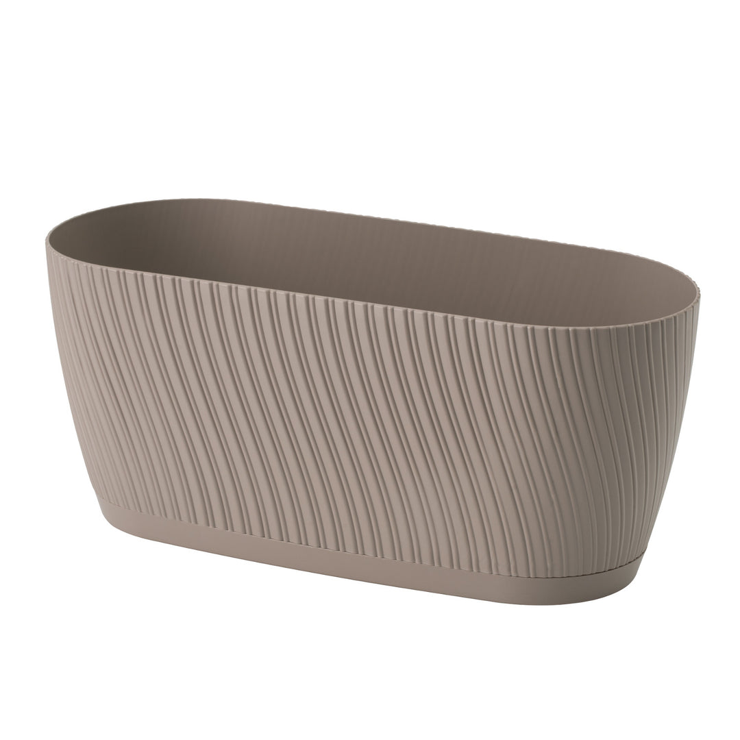 Form-Kunststoffdose, länglich, mit Boden, 27 cm, grau-beige, Mika 27 Eco