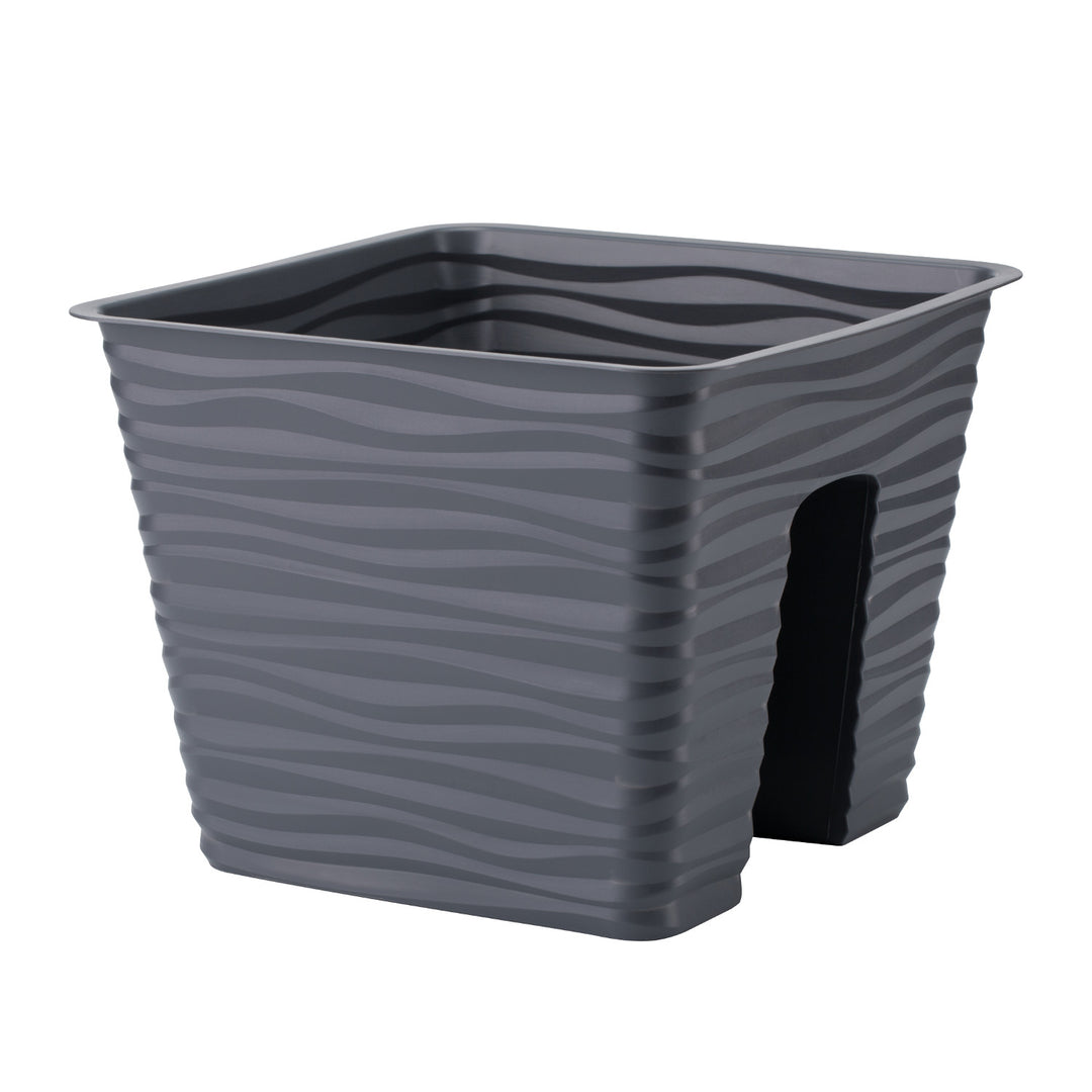 Form-Kunststoff-Blumentopf, Brüstung, 27cm, PP, anthrazit, Sahara 27