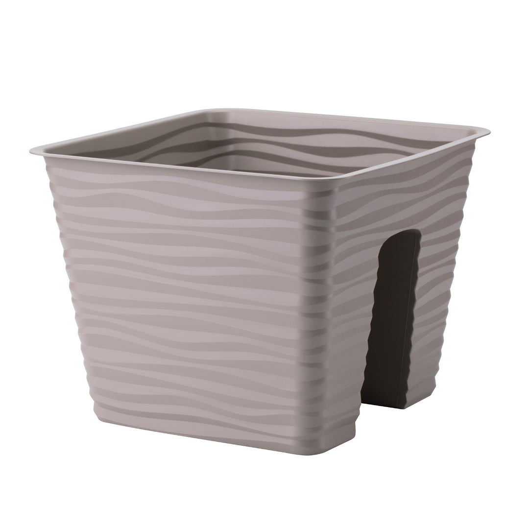 Form-Kunststoff-Blumentopf, Brüstung, 27cm, PP, grau-beige, Sahara 27