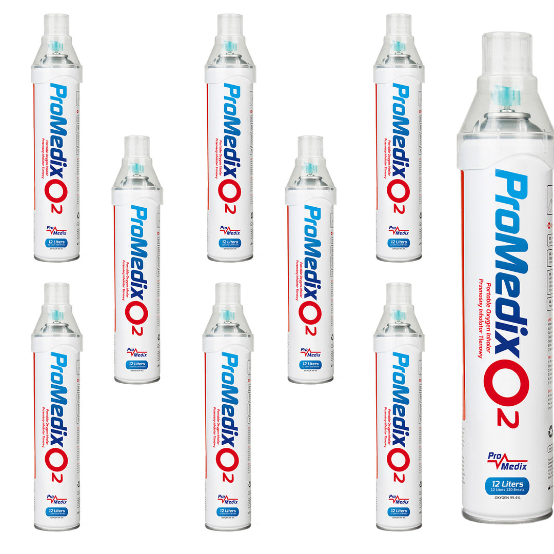 9x Promedix 12L tragbarer 99,4% Sauerstoff-Inhalator in Dosen, PR-994