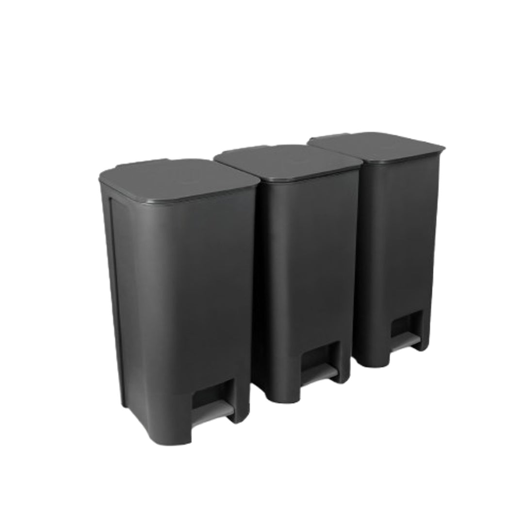 Recycling-Set 3 x Treteimer 40 L Dunkles Graphit Practic 10105593