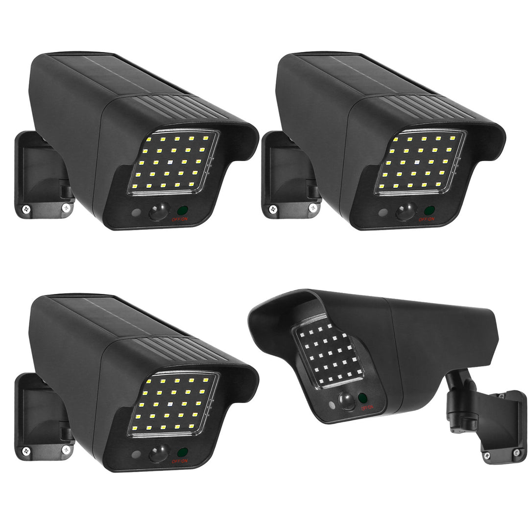 Solar Kamera-Attrappe, blinkende LED, Bewegungsmelder, LED-Beleuchtung, kostenloser Aufkleber, SOL1803S, 4 Stück