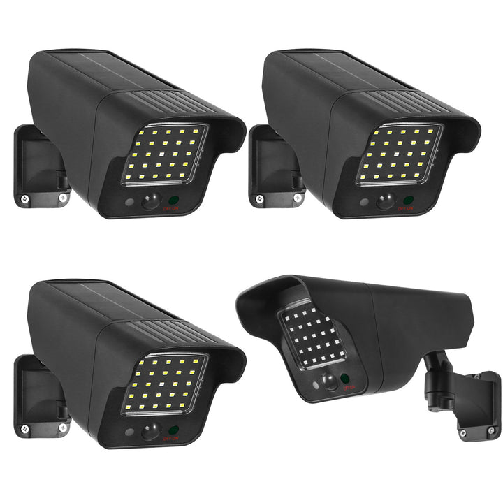 Solar Kamera-Attrappe, blinkende LED, Bewegungsmelder, LED-Beleuchtung, kostenloser Aufkleber, SOL1803S, 4 Stück