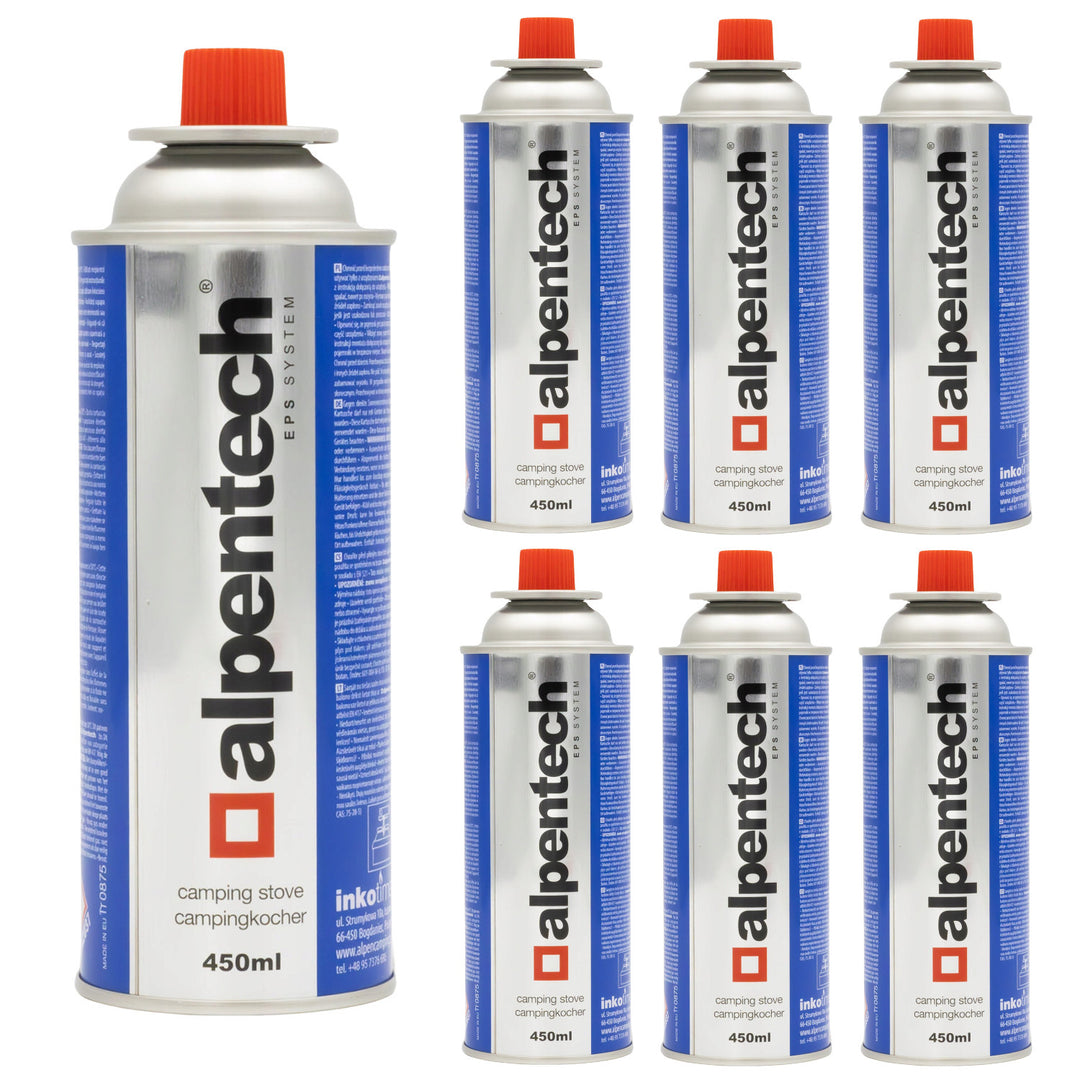 Alpentech 450ml Gaskartusche, EN417 konform, Isobutan, EPS-System, IK301, 7 Stück