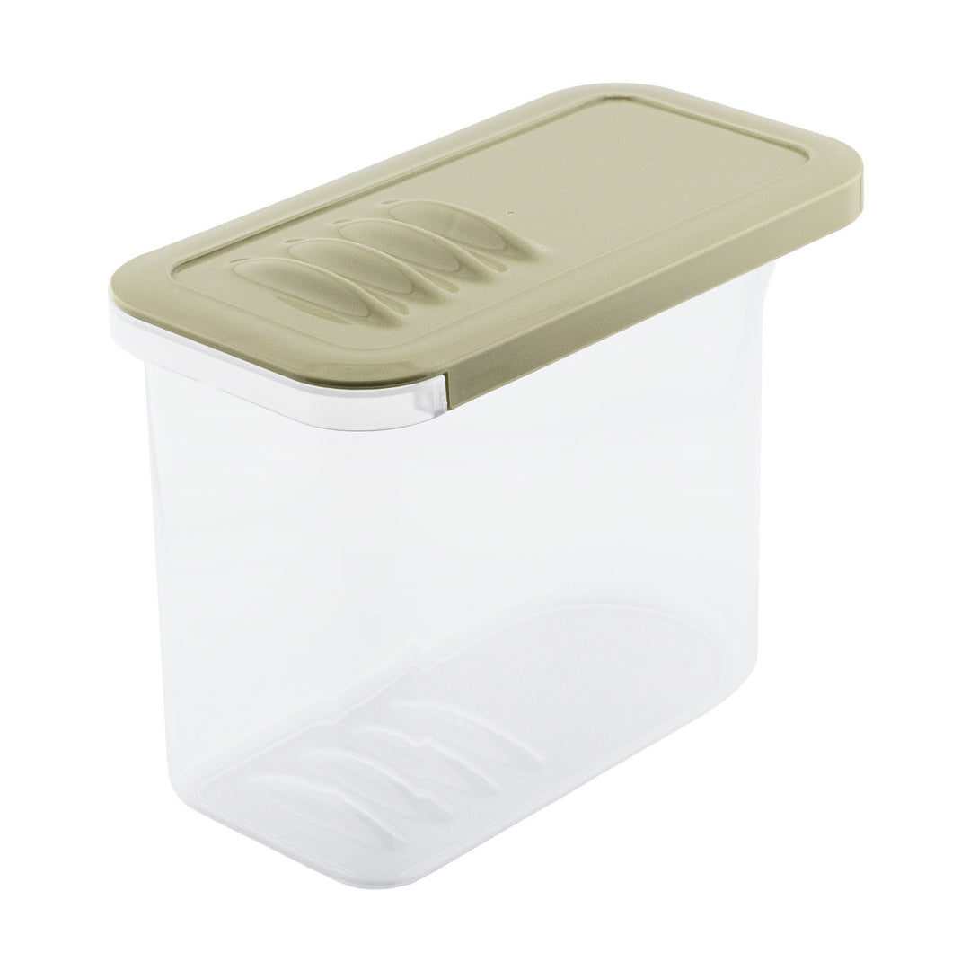 BranQ Lebensmittelbehälter, 1l, transparent, olivgrüner Deckel, Shark