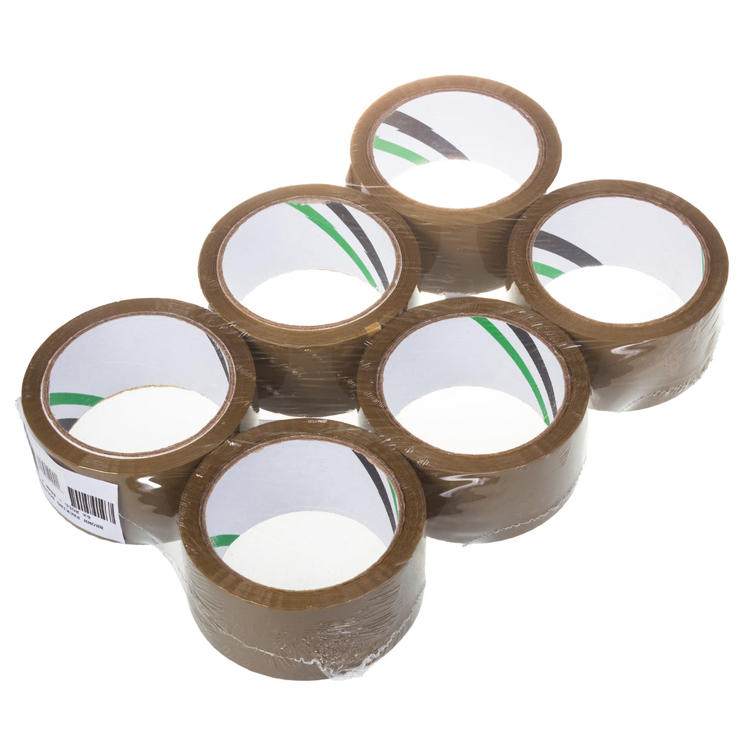 Braunes, lösungsmittelhaltiges, selbstklebendes Verpackungsband 54m 48mm - 6 Stück