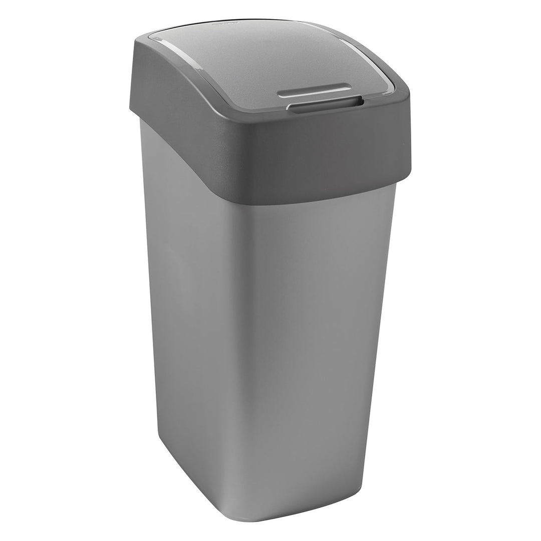 Curver Abfallbehälter, mit Deckel, aufklappbar, 45l, grau, Flip Bin