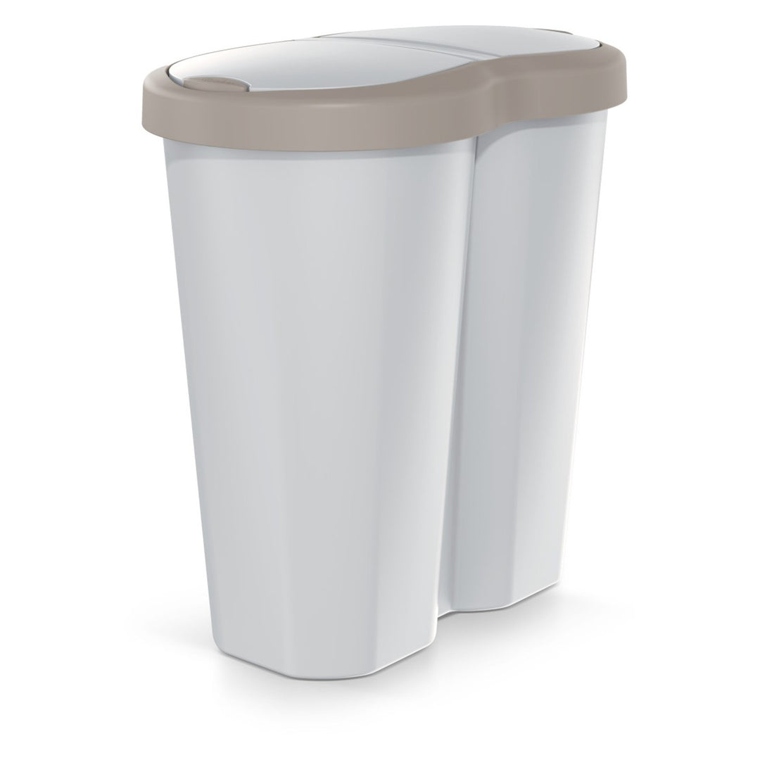 Abfallkorb Compacta R Duo, braun/aschmir, Inhalt 40L, ein Fach, zwei Deckel, NDRF40-WG5C_427C