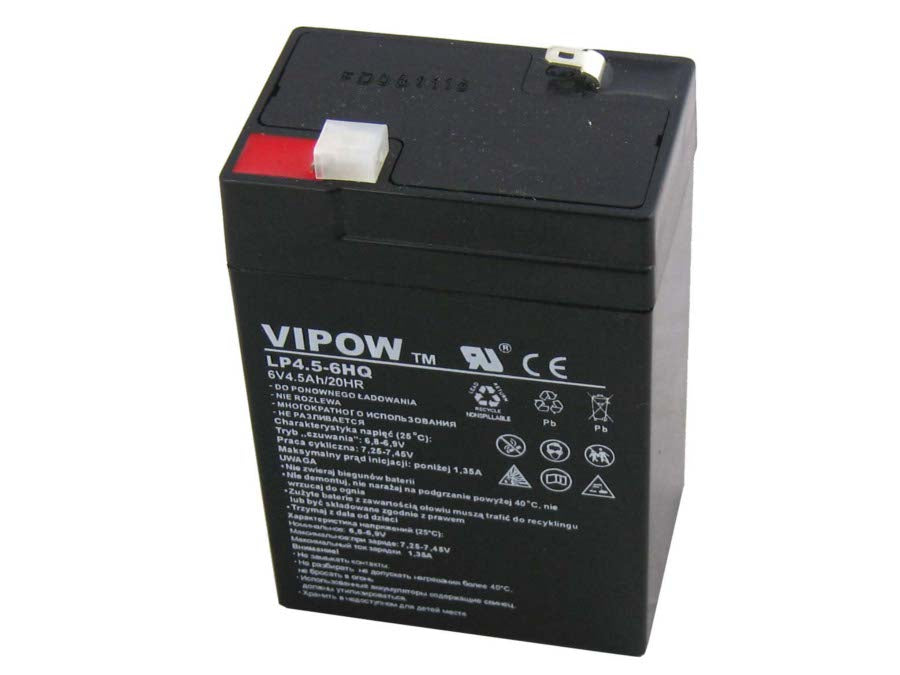 Gel-Batterie 6V 4.5Ah HQ Vipow Lebensdauer 5 Jahre