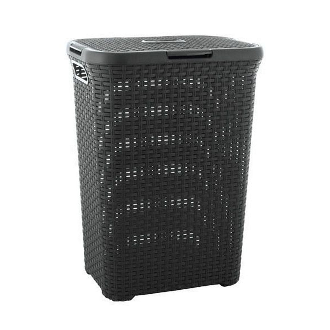 Curver Wäschekorb, durchbrochenes Design, 40L, dunkelgrau, Natural Style