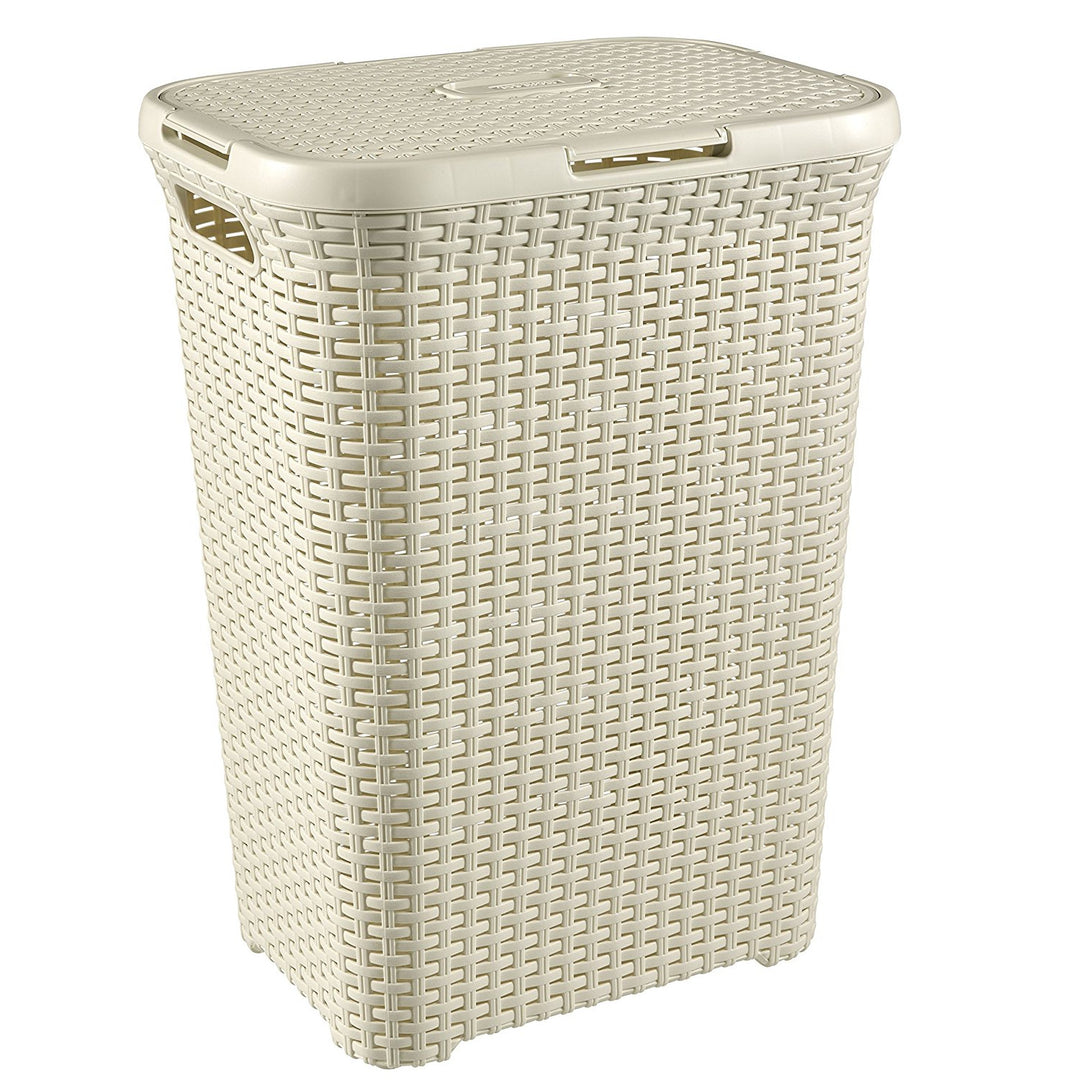 Curver Wäschekorb, durchbrochenes Design, 60L, creme, Natural Style