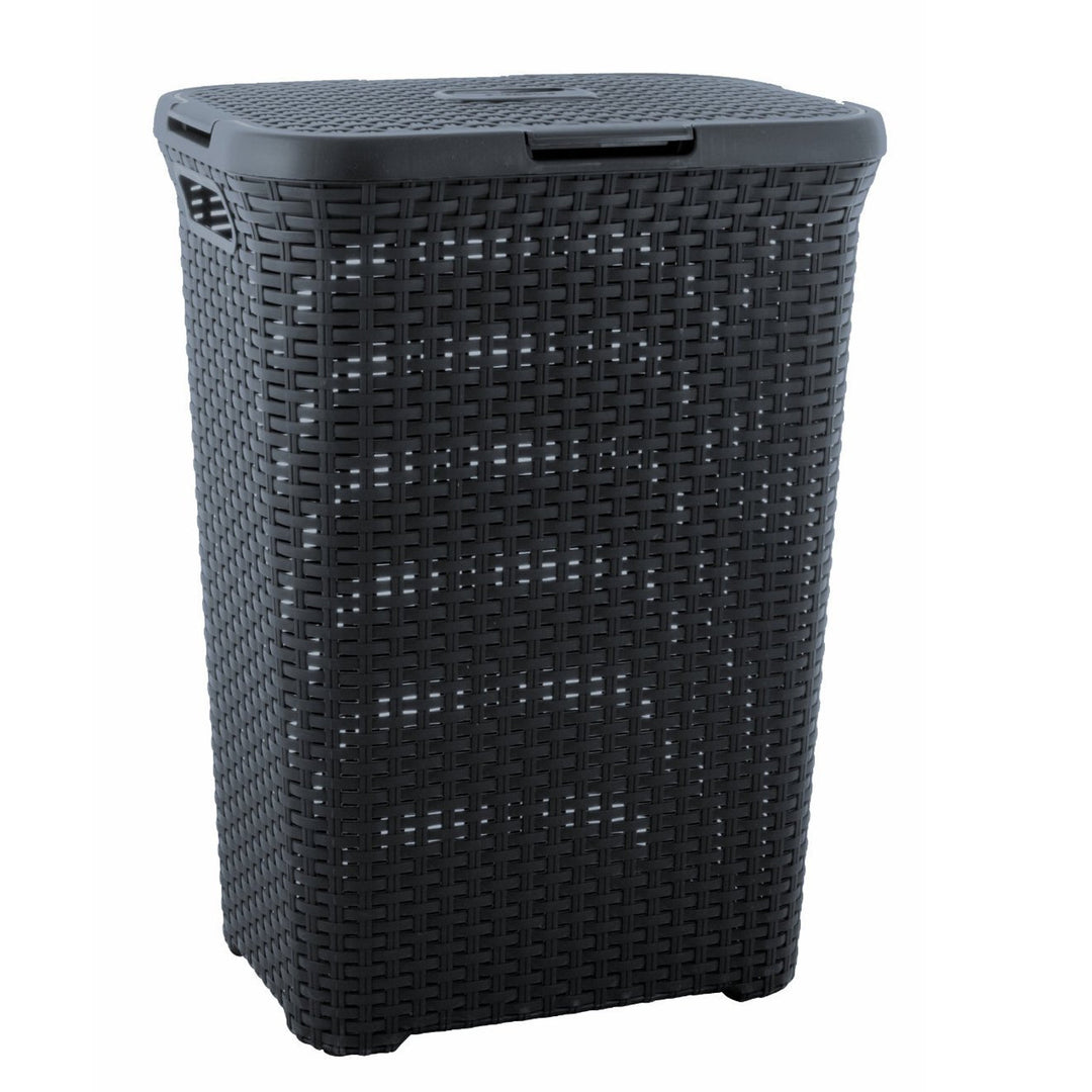 Curver Wäschekorb, durchbrochenes Design, 60L, dunkelgrau, Natural Style