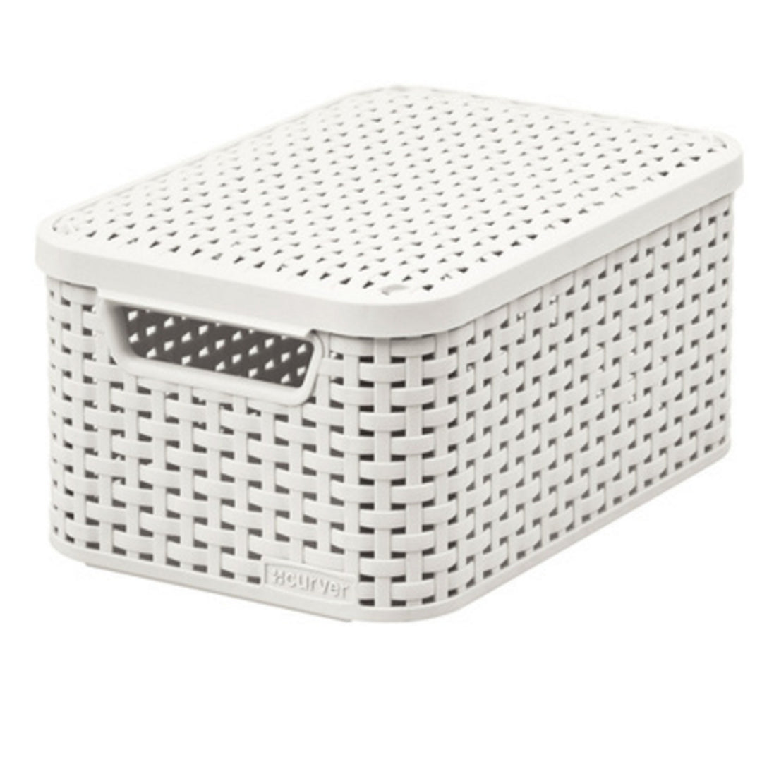 Beigegebogener Rattan My Style Korb mit Deckel