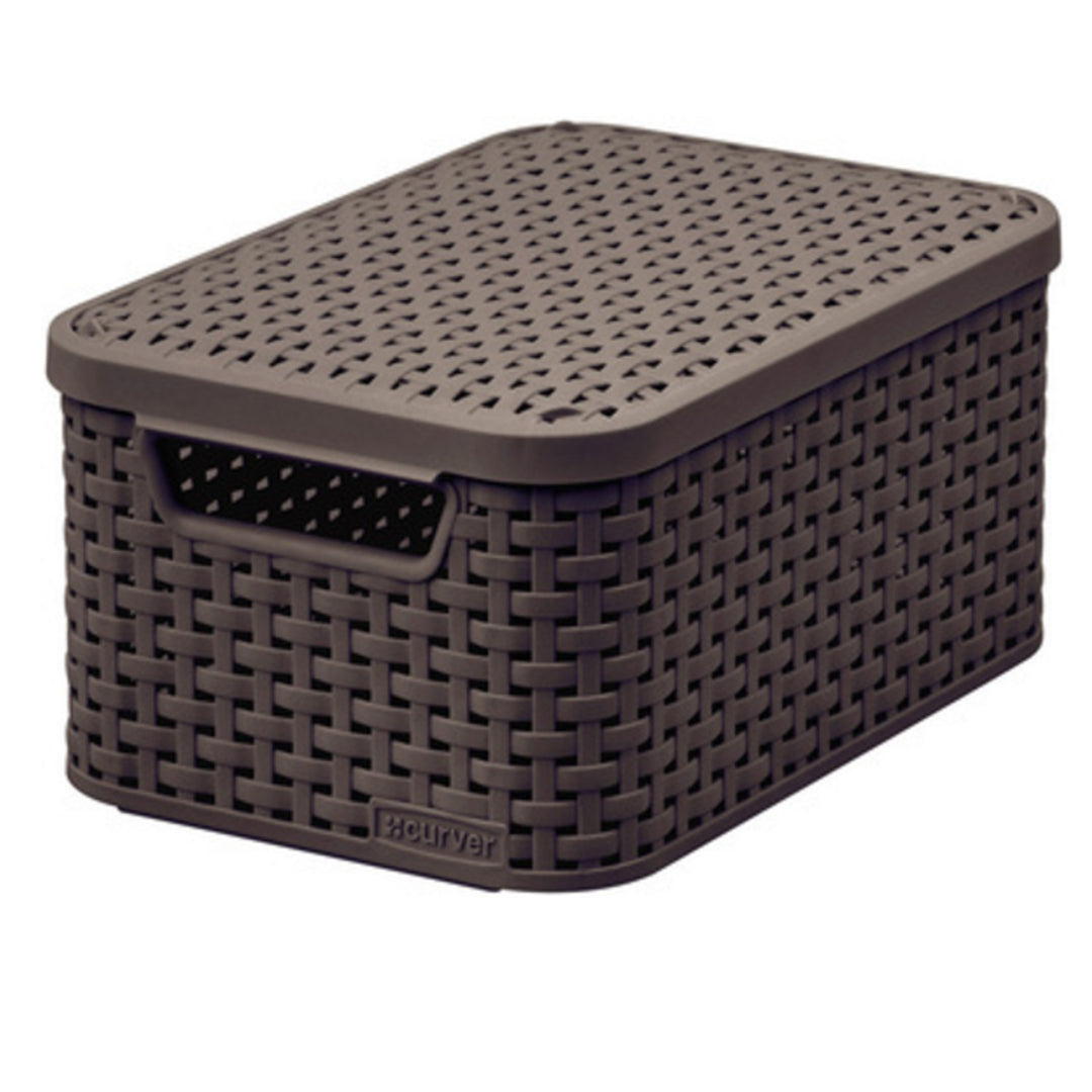 Curver Korb, vielseitig einsetzbar, mit Deckel, dunkelbraun, Rattan Style S