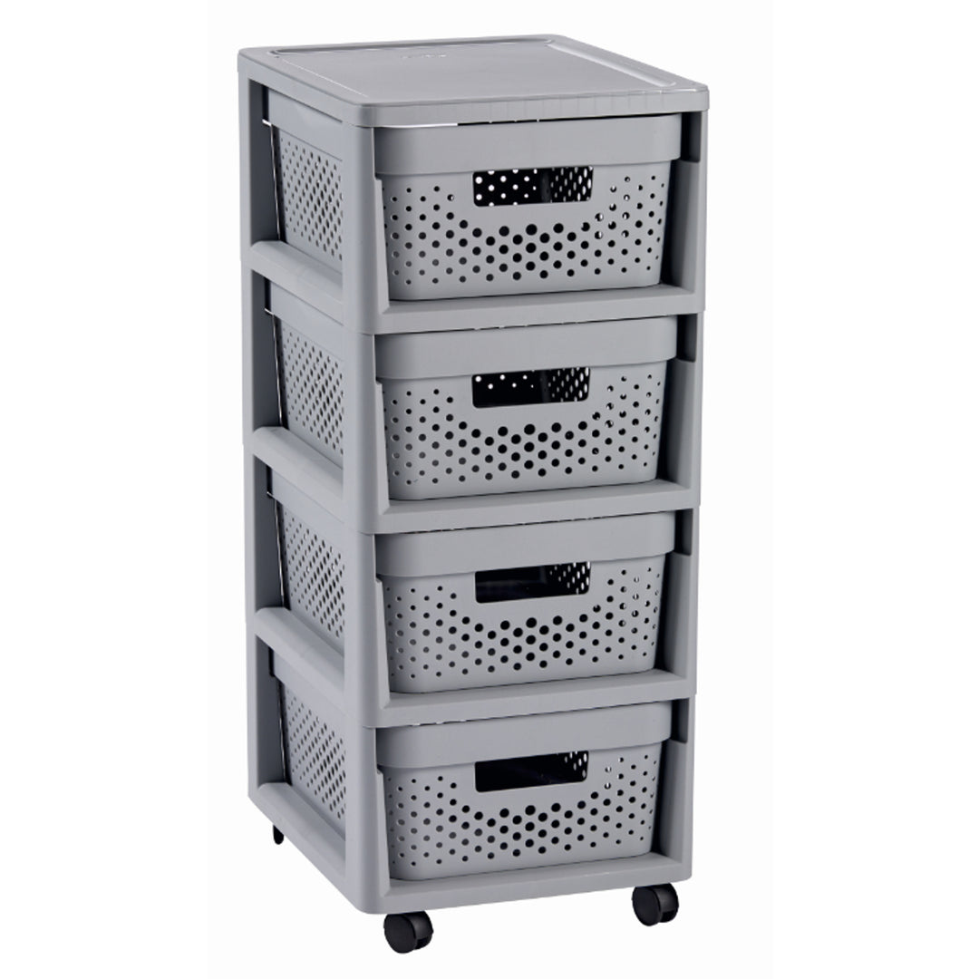 Curver 4x11L Infinity Bücherregal grau, 4-Volumen Schubladen