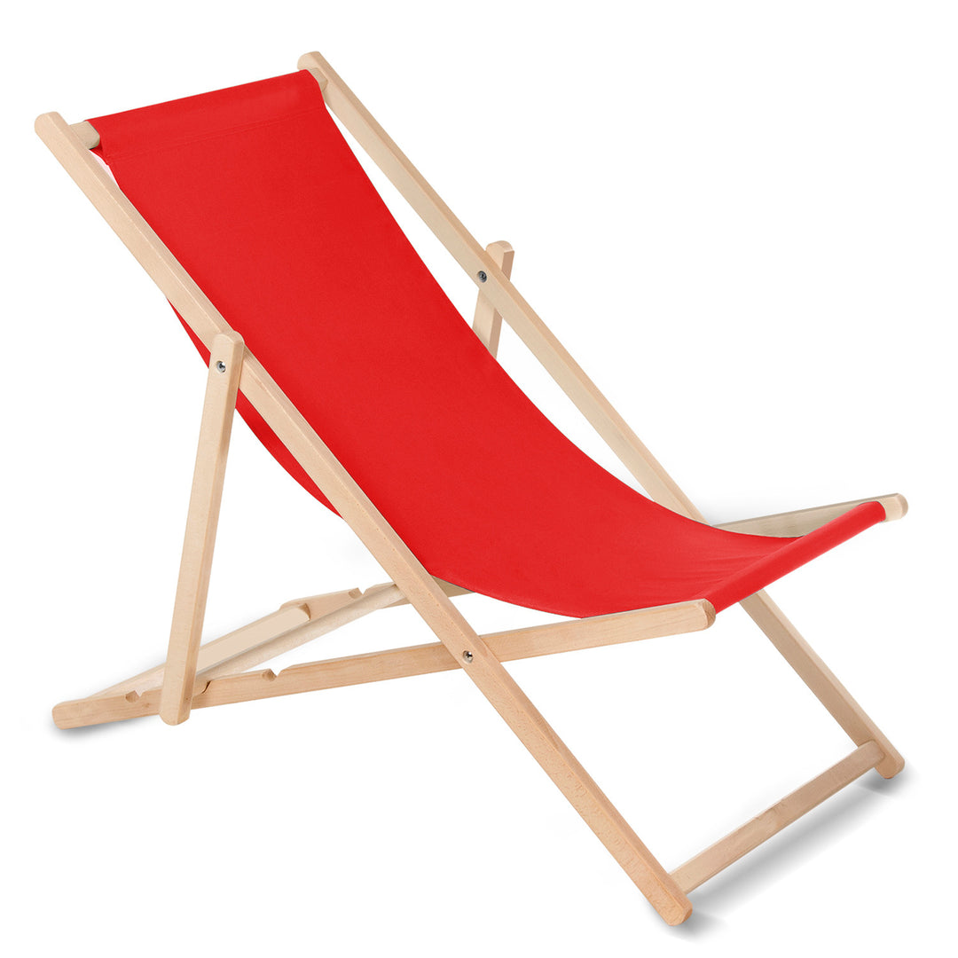 Liegestuhl aus Buchenholz Rot