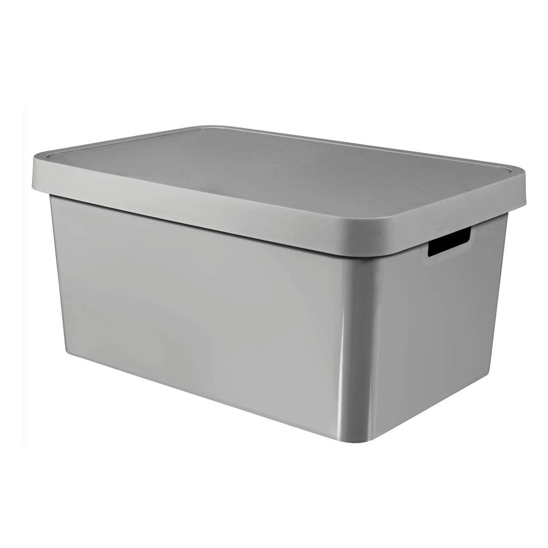 Curver 233941 Infinity Aufbewahrungsbox mit Deckel 45L Grau mit Griffen