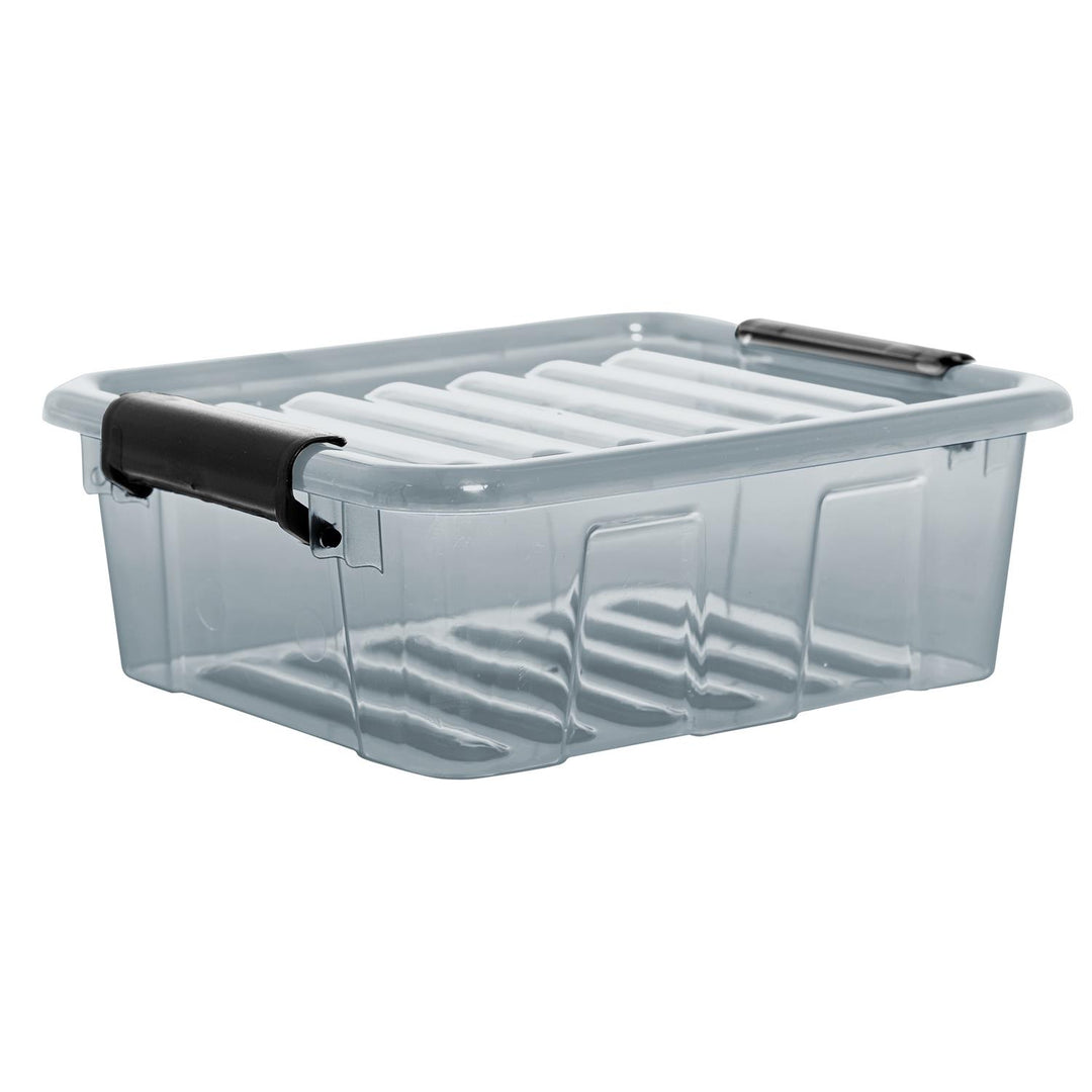 Aufbewahrungsbox mit Deckel Klickverschluss Aufbewahrungsbehälter Stapelbar Transparent Grau 2L