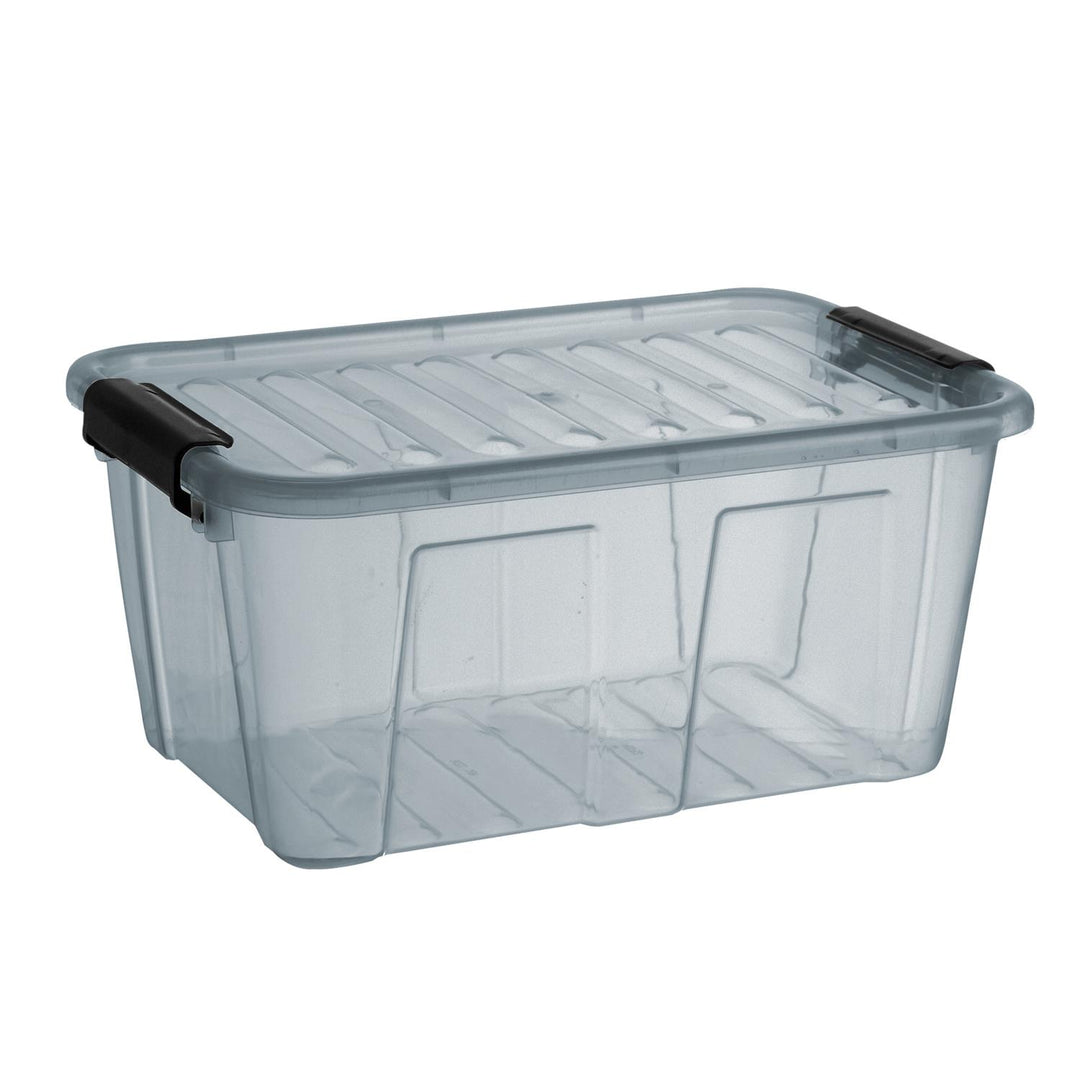 Aufbewahrungsbox mit Deckel Klickverschluss Aufbewahrungsbehälter Stapelbar Transparent Grau 7,7L