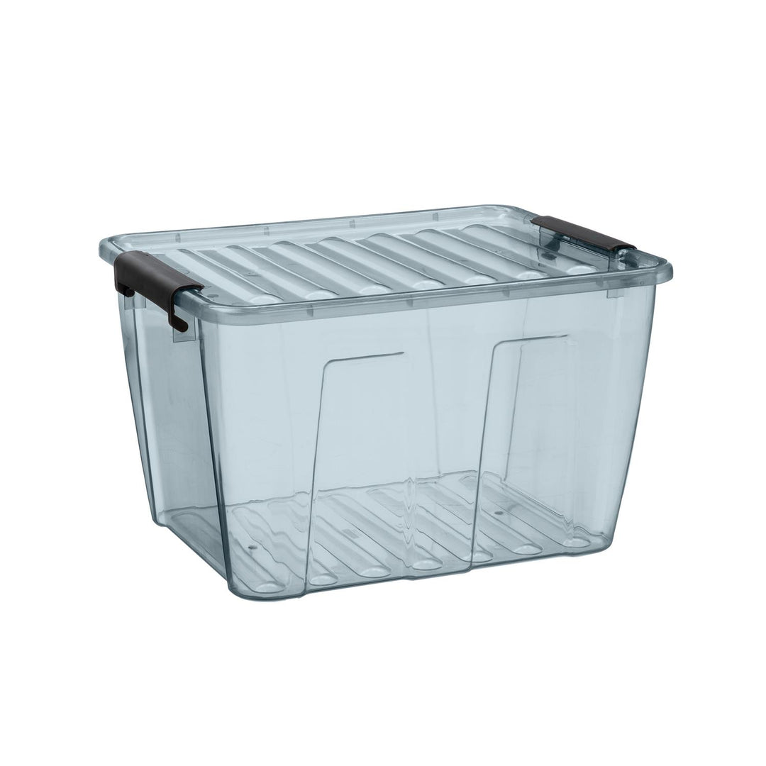 Aufbewahrungsbox mit Deckel Klickverschluss Aufbewahrungsbehälter Stapelbar Transparent Grau 15L
