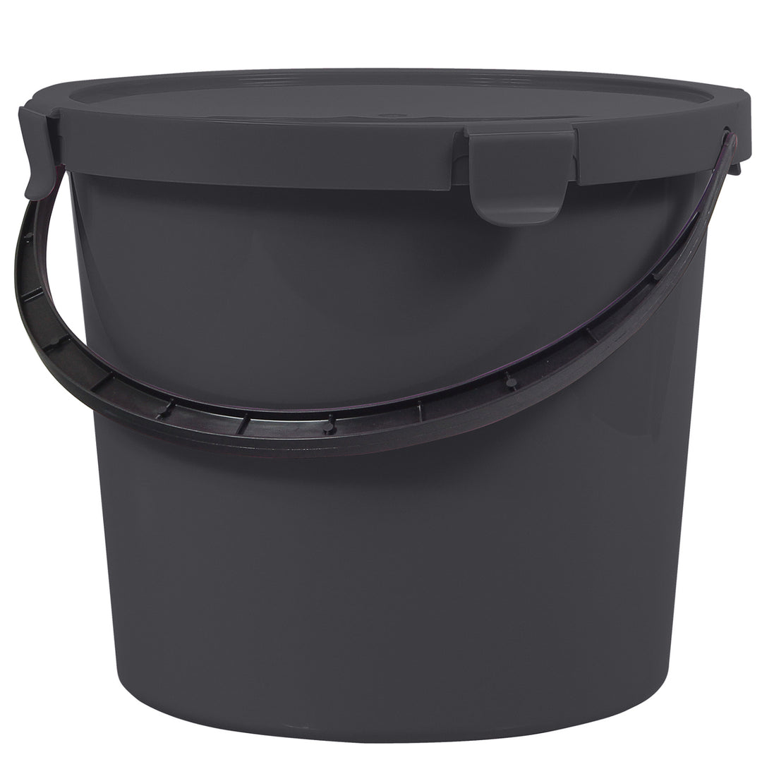 Plast Team Berry 10L Eimer mit Deckel und Griff, dunkelgrau