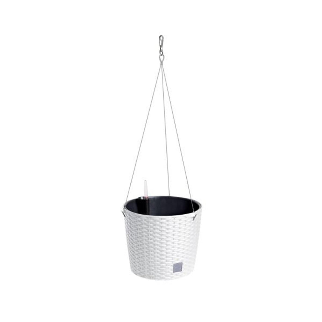 Rato Round Blumenampel Hängeampel Pflanzenhänger Blumentopf Inkl. Bewässerungssystem mit Pflanzeinsatz Weiß