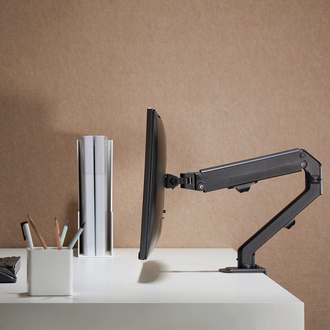 1-Fach Monitorhalterung mit Gasfeder 17"-27"Tischhalterung Monitorarm Schwenkbar Neigbar Drehbar VESA 75x75 100x100 2-7kg