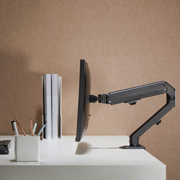 1-Fach Monitorhalterung mit Gasfeder 17"-27"Tischhalterung Monitorarm Schwenkbar Neigbar Drehbar VESA 75x75 100x100 2-7kg