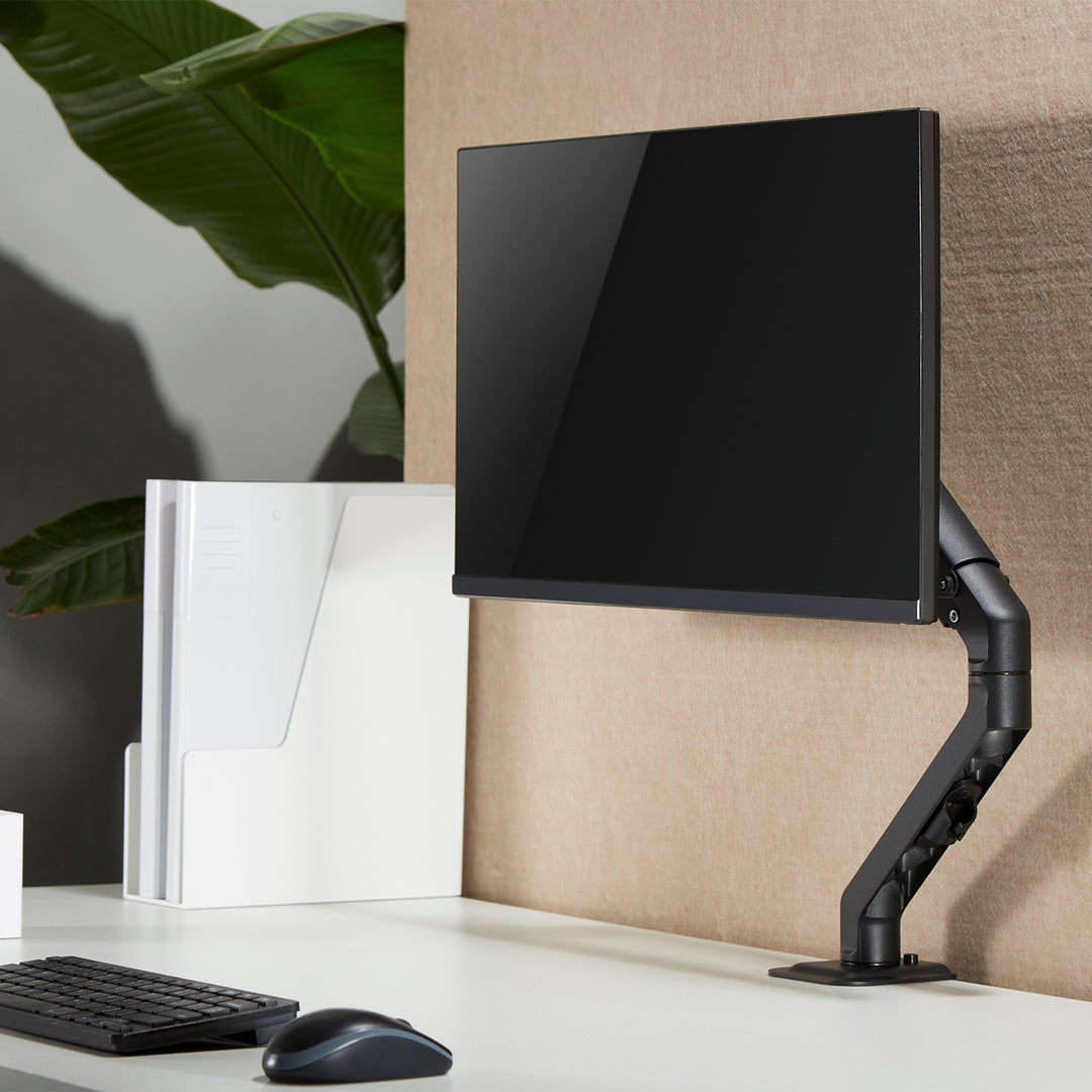 1-Fach Monitorhalterung mit Gasfeder 17"-27"Tischhalterung Monitorarm Schwenkbar Neigbar Drehbar VESA 75x75 100x100 2-7kg