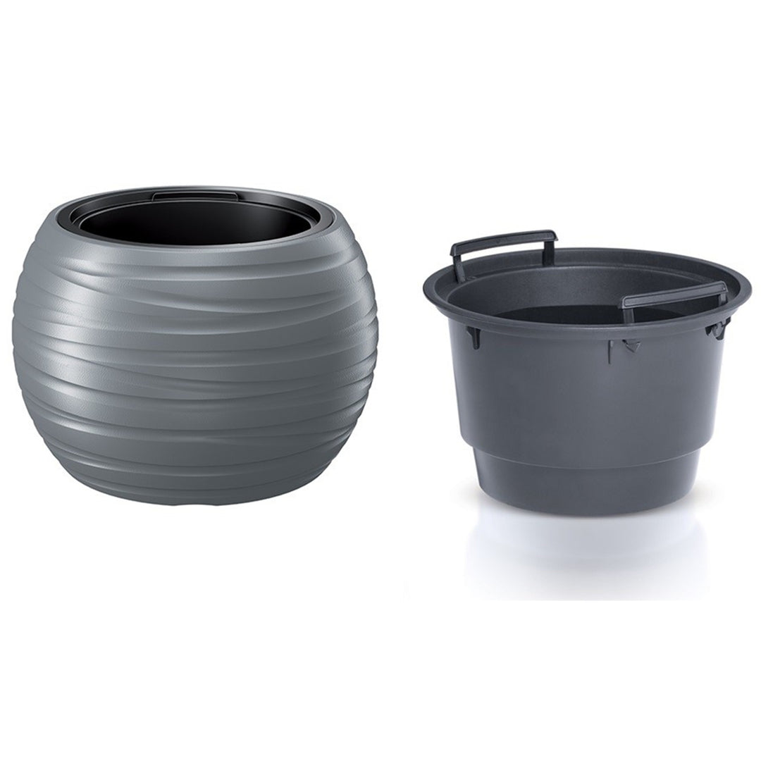 Maze Blumentopf Pflanzgefäß 2in1 inkl. Pflanztopf Witterungsbeständig für Innen- und Außenbereich Rund Kunststoff (Ø 436mm, Grau)