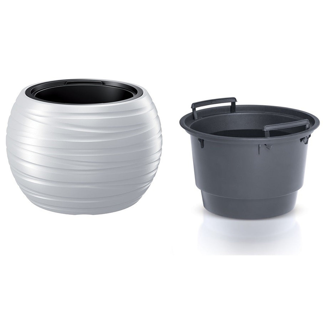 Maze Blumentopf Pflanzgefäß 2in1 inkl. Pflanztopf Witterungsbeständig für Innen- und Außenbereich Rund Kunststoff (Ø 436mm, Weiß)
