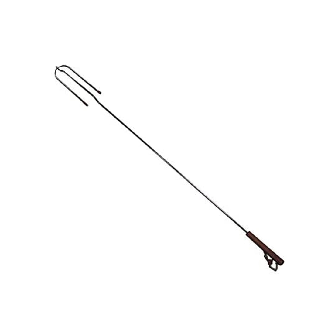Grillspieß für Lagerfeuer 102cm Stahl verchromt Spieß Grillbesteck Holzgriff Feuer